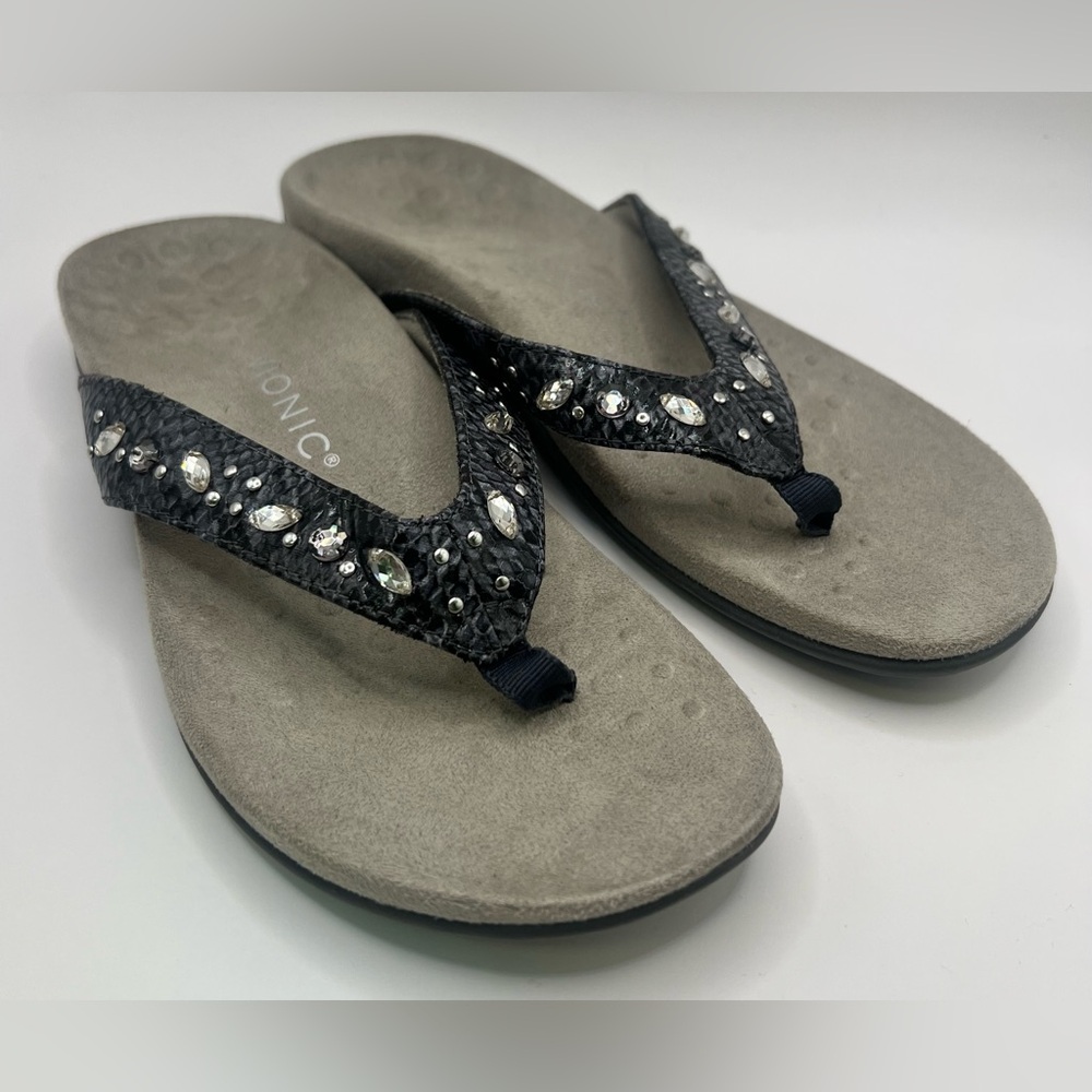 Vionic - Lucia,‎ Women's Black Sandals with Crystal Accents, Size:9